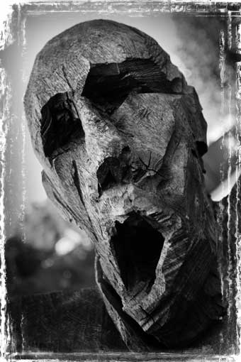 carved face at burghley